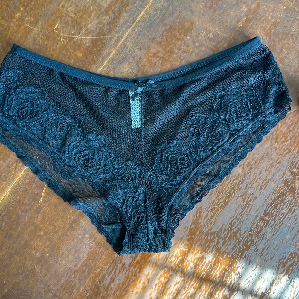 Lace Black Panties Lace Rose Design Size XL